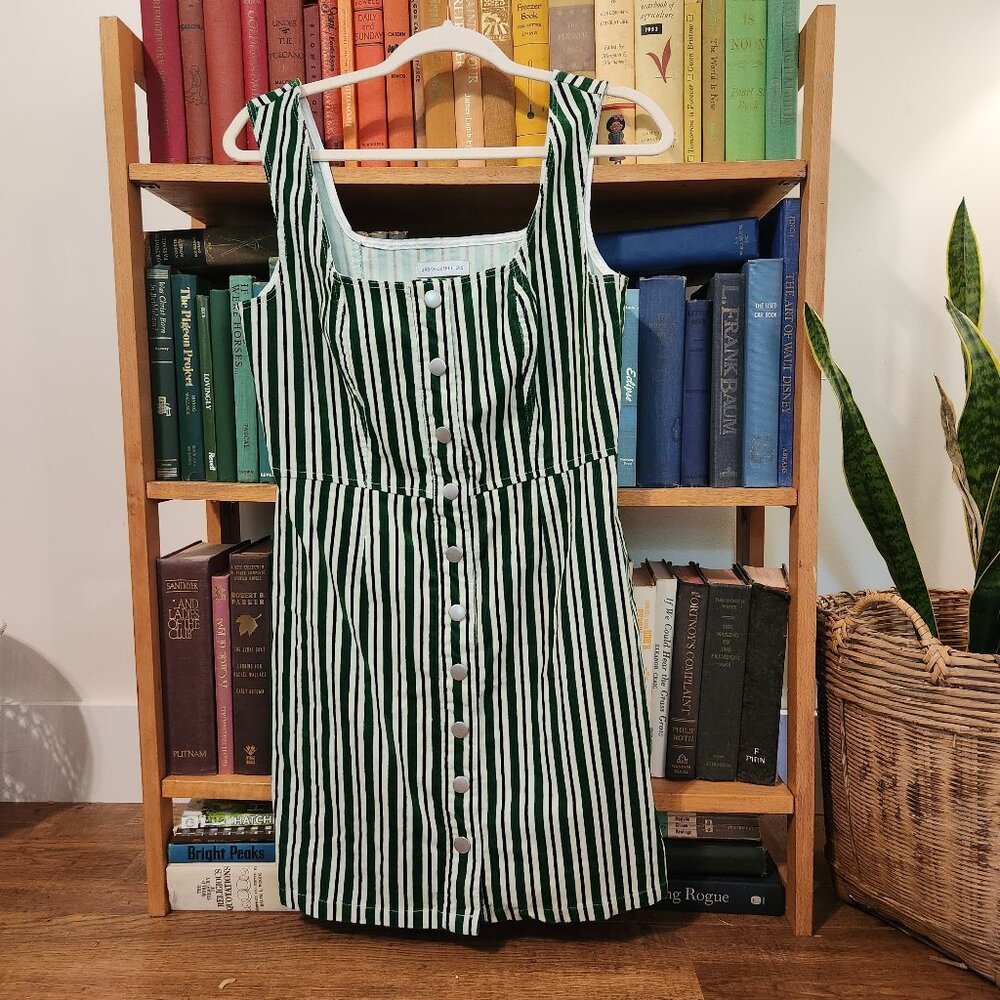 Urban Outfitters Sleeveless Striped Corduroy Snap Front Mini Jumper Dress Size 8
